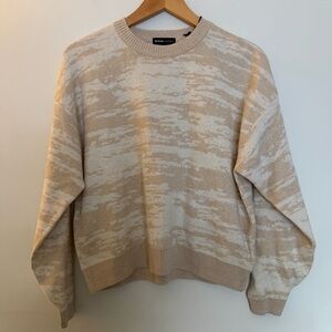 Prana Cream and White Abstract Knit Sweater Size Small New with Tags